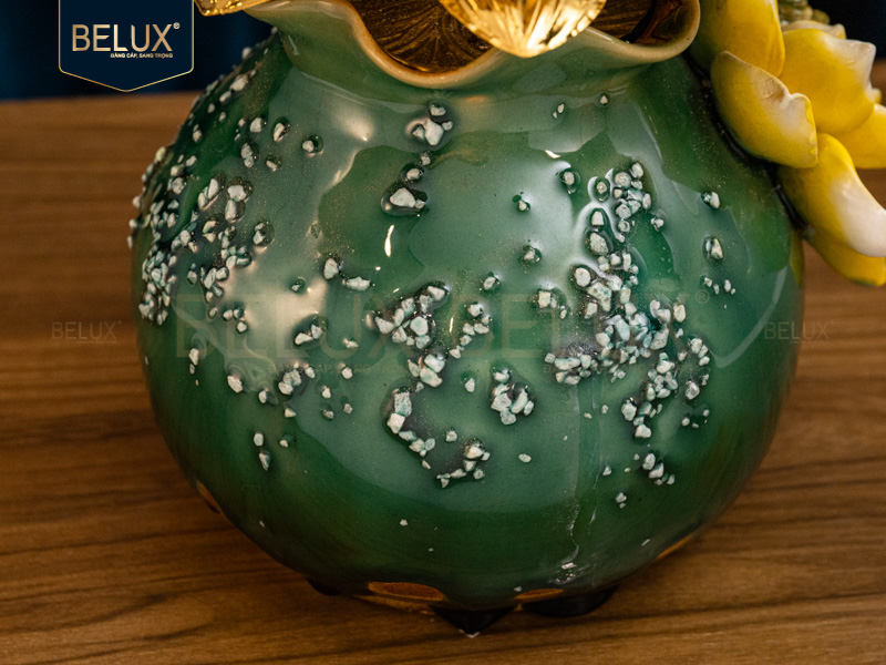 Chậu Lan Sen Tam Phúc mạ vàng 24k cao 35cm